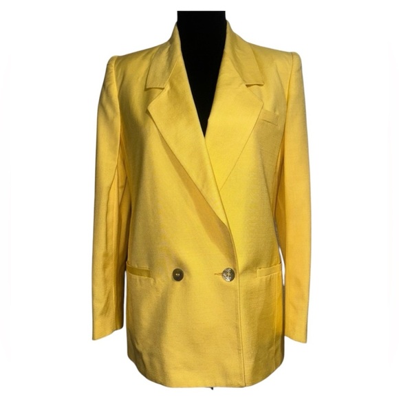 CHRISTIAN DIOR The Suit Vintage Yellow Jacket Size 4 - Picture 1 of 7